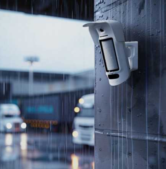 Detector de movimiento instalado en el exterior de un edificio